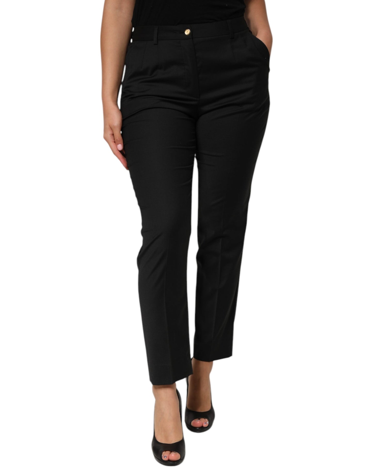 Pantalon fuselé en polyester noir Dolce & Gabbana pour femme