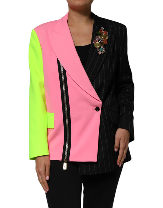 Dolce & Gabbana - Veste-manteau à ornements patchwork multicolore