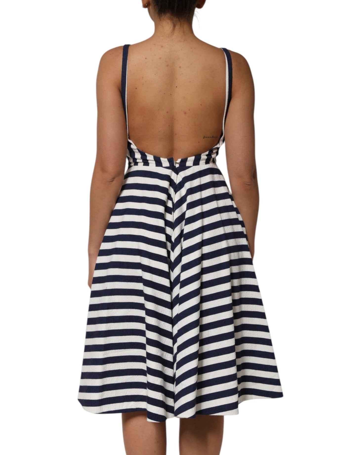 Robe trapèze brodée à rayures bleues et blanches Dolce & Gabbana
