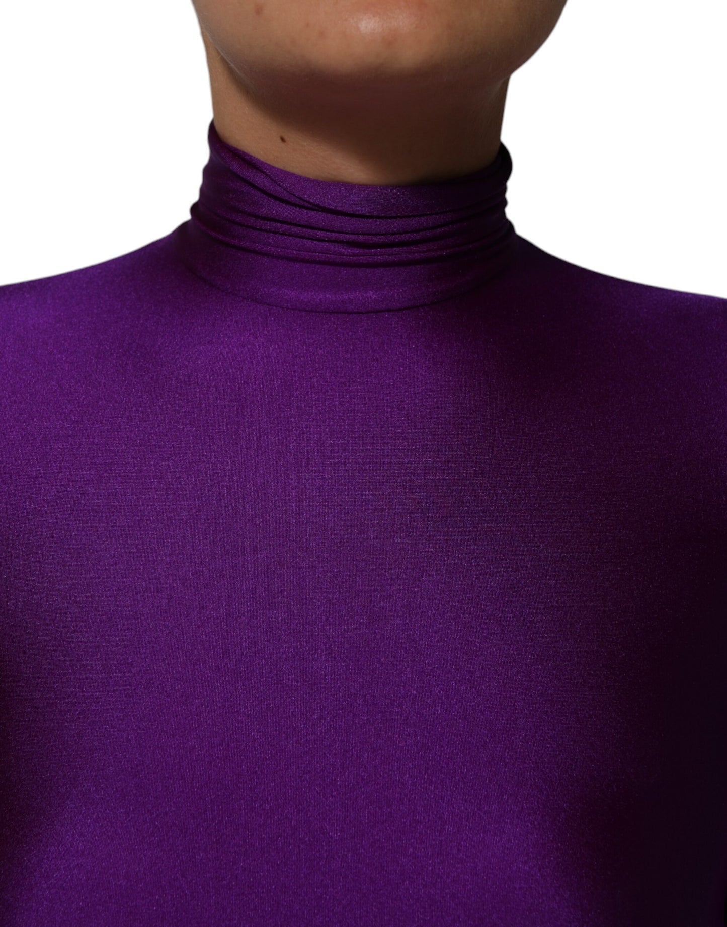 Robe moulante à col roulé en nylon violet Dolce & Gabbana