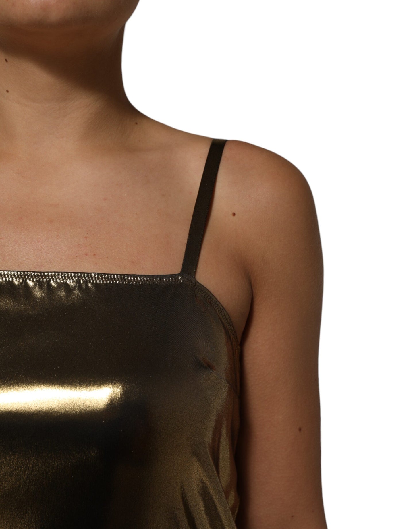 Robe courte trapèze sans manches en or métallisé Dolce & Gabbana