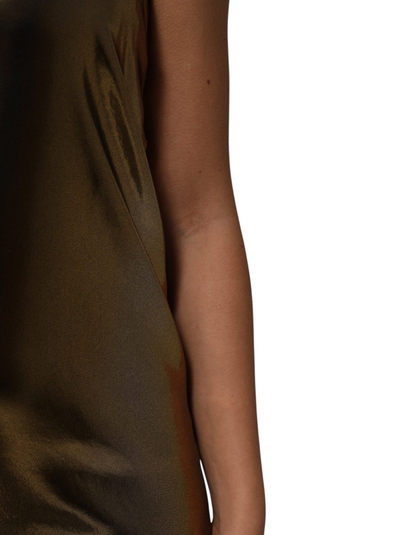 Robe courte trapèze sans manches en or métallisé Dolce & Gabbana