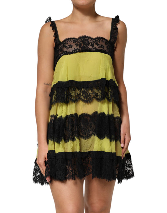 Robe nuisette babydoll jaune et noire Dolce & Gabbana