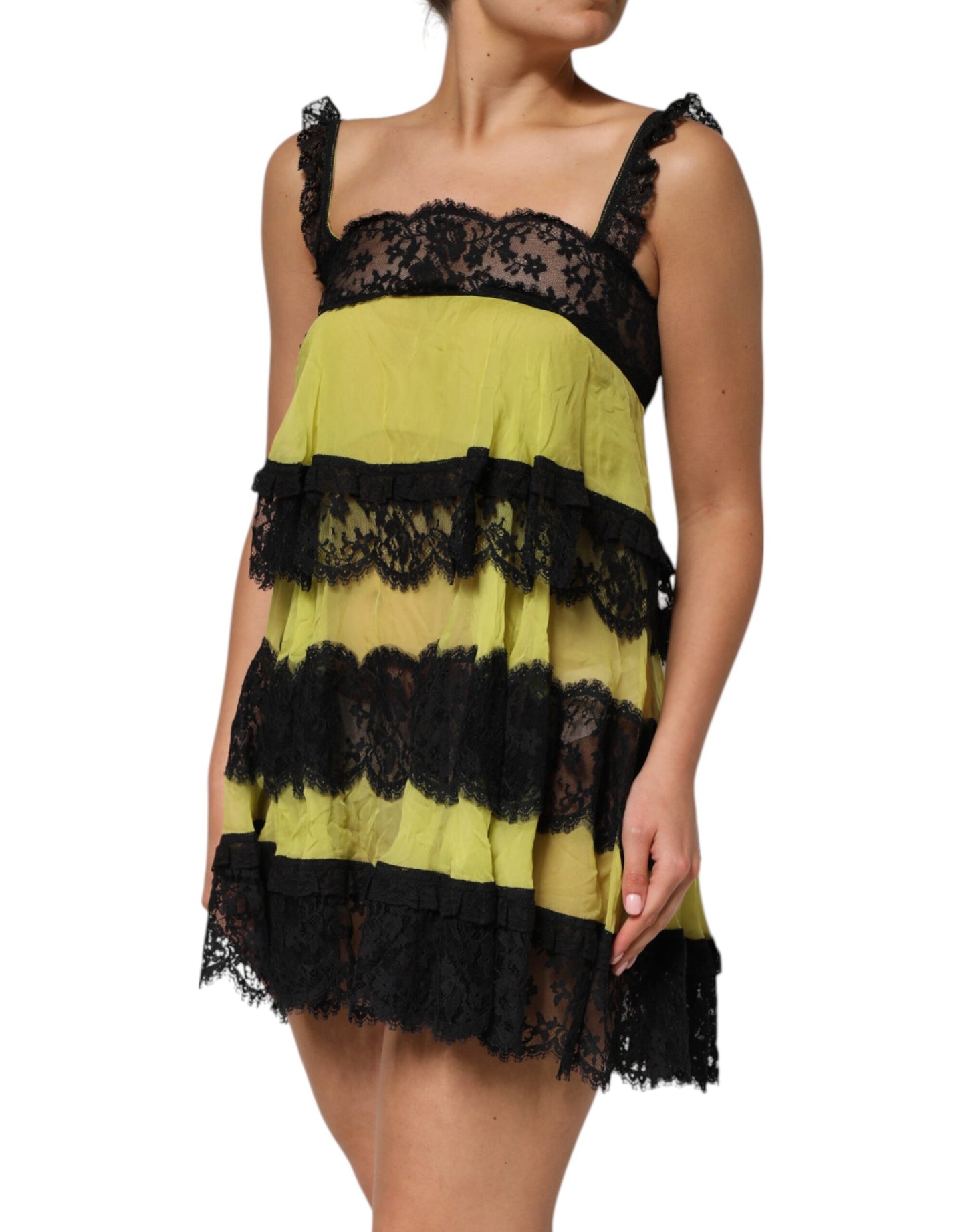 Robe nuisette babydoll jaune et noire Dolce & Gabbana