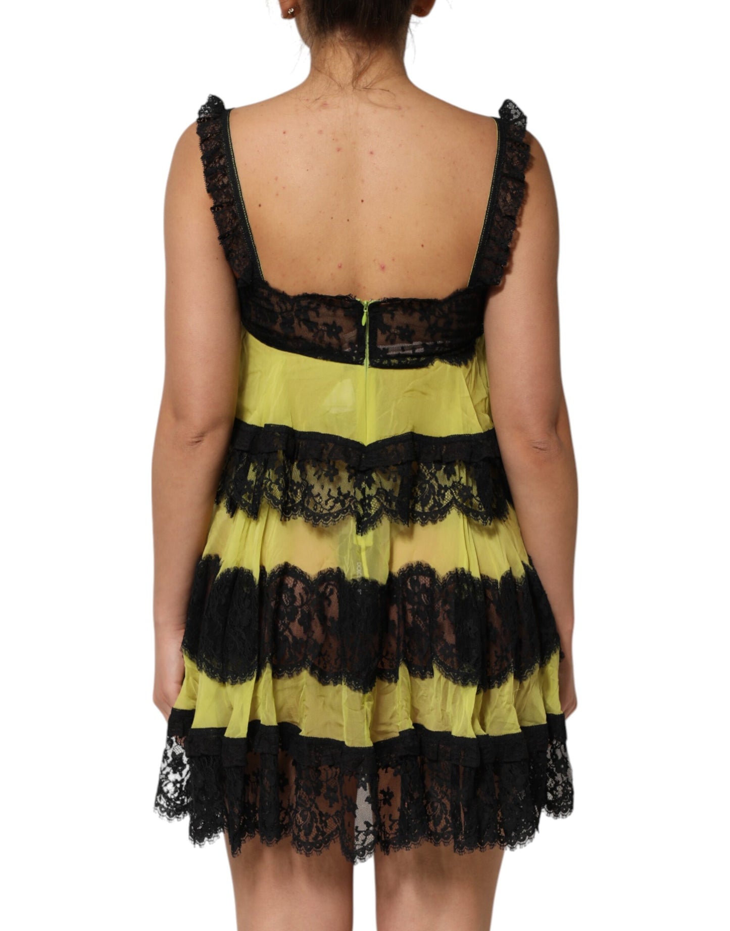 Robe nuisette babydoll jaune et noire Dolce & Gabbana
