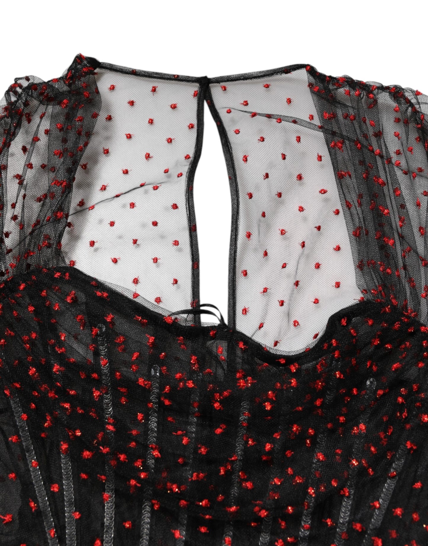 Robe fourreau courte à manches longues et bordure en dentelle noire Dolce & Gabbana