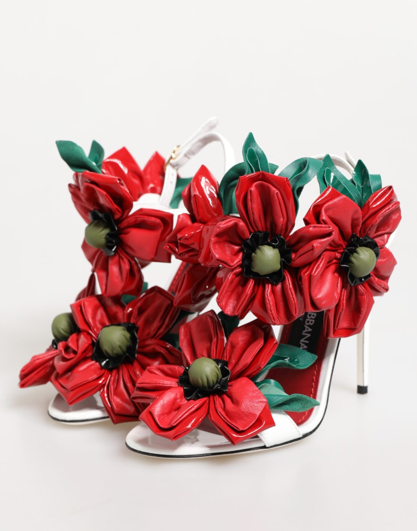 Dolce & Gabbana Weiß Rot Blumen Detailing Sandalen Schuhe