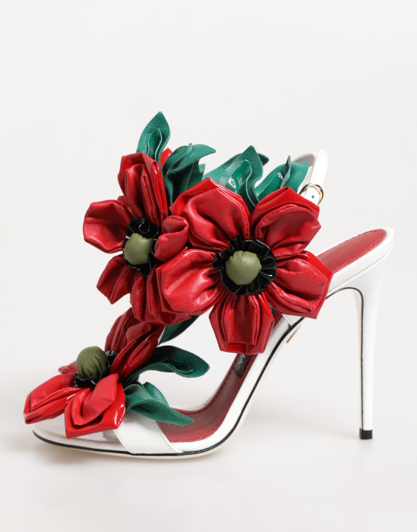 Dolce & Gabbana Weiß Rot Blumen Detailing Sandalen Schuhe