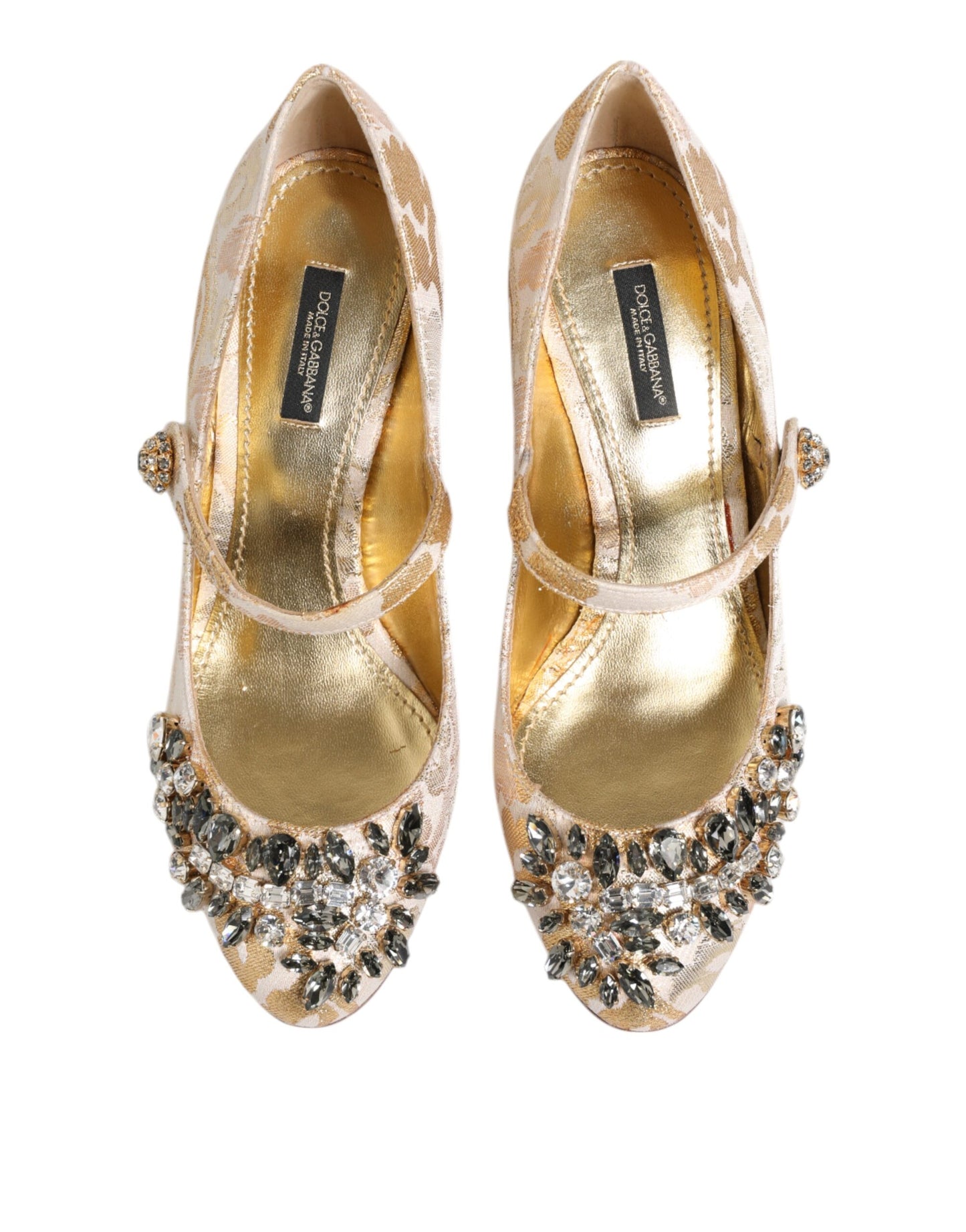 Escarpins Mary Jane Dolce & Gabbana en jacquard doré et cristal