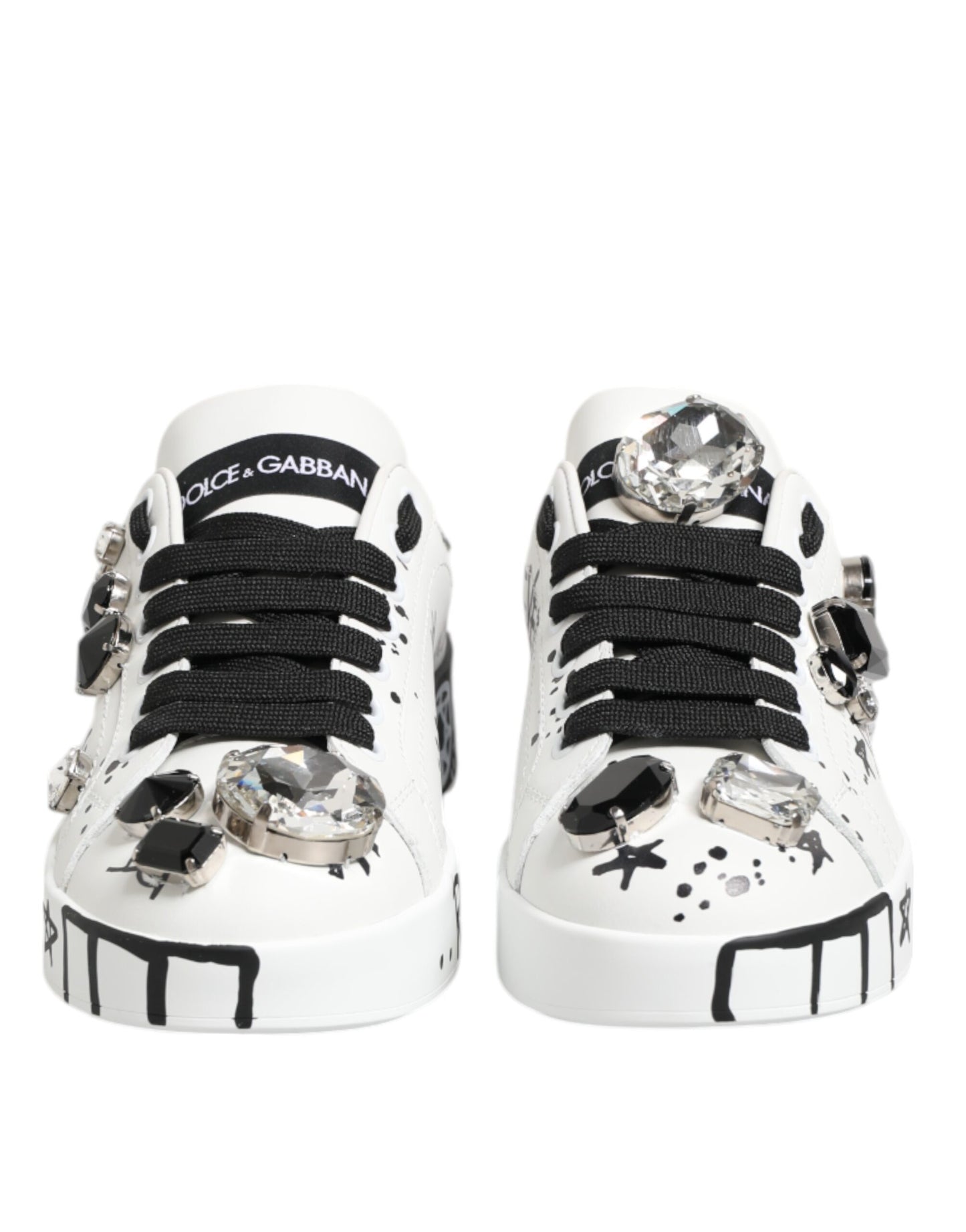 Dolce & Gabbana Weiße Portofino Kristall-Sneakers