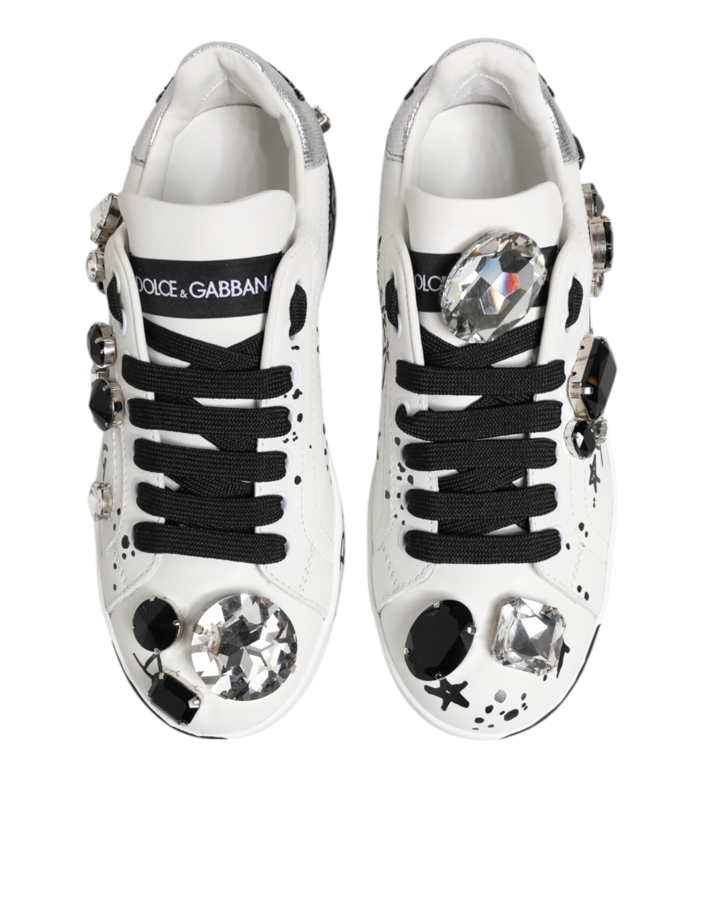 Dolce & Gabbana Weiße Portofino Kristall-Sneakers