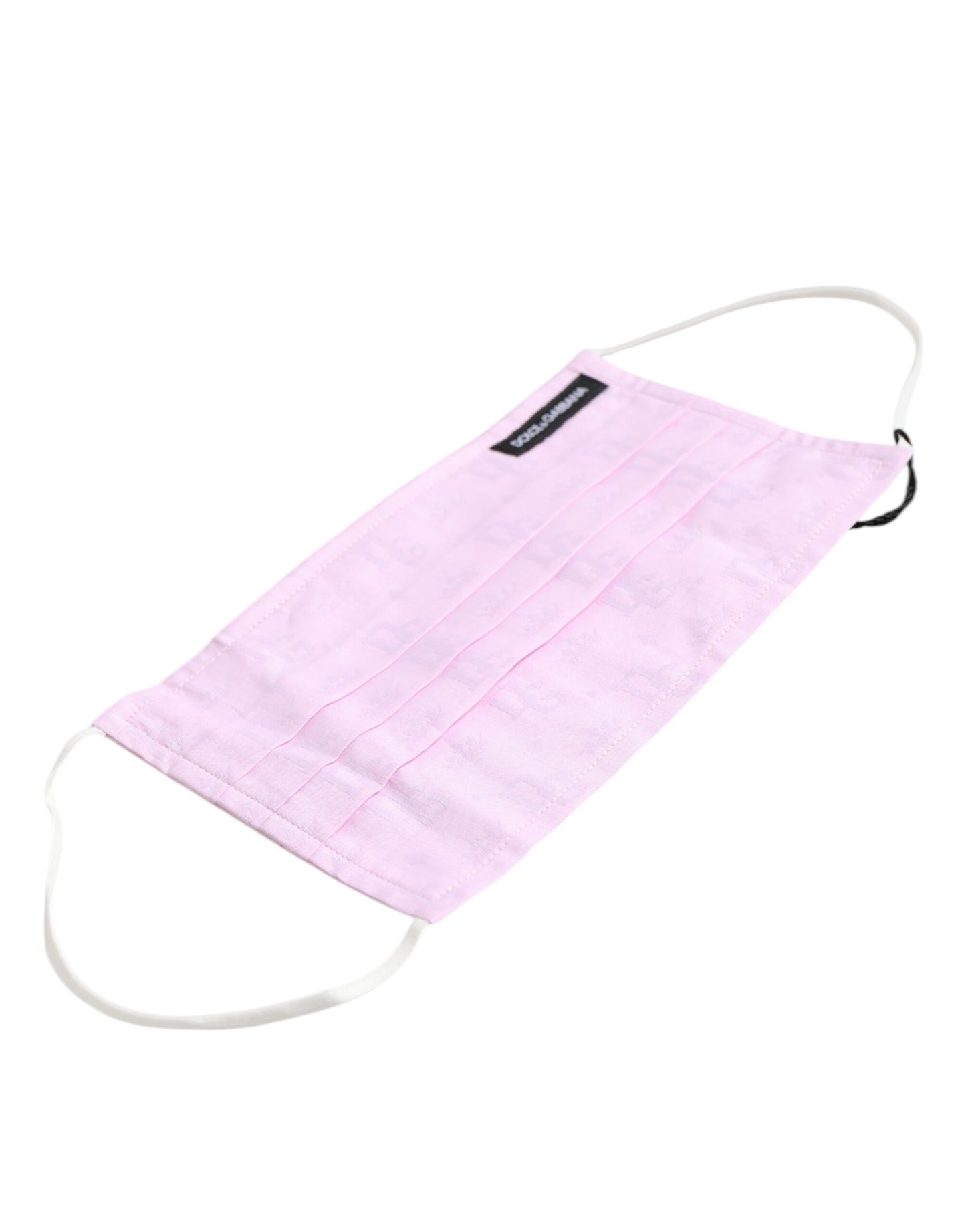 Masque facial élastique en coton rose avec logo Dolce & Gabbana