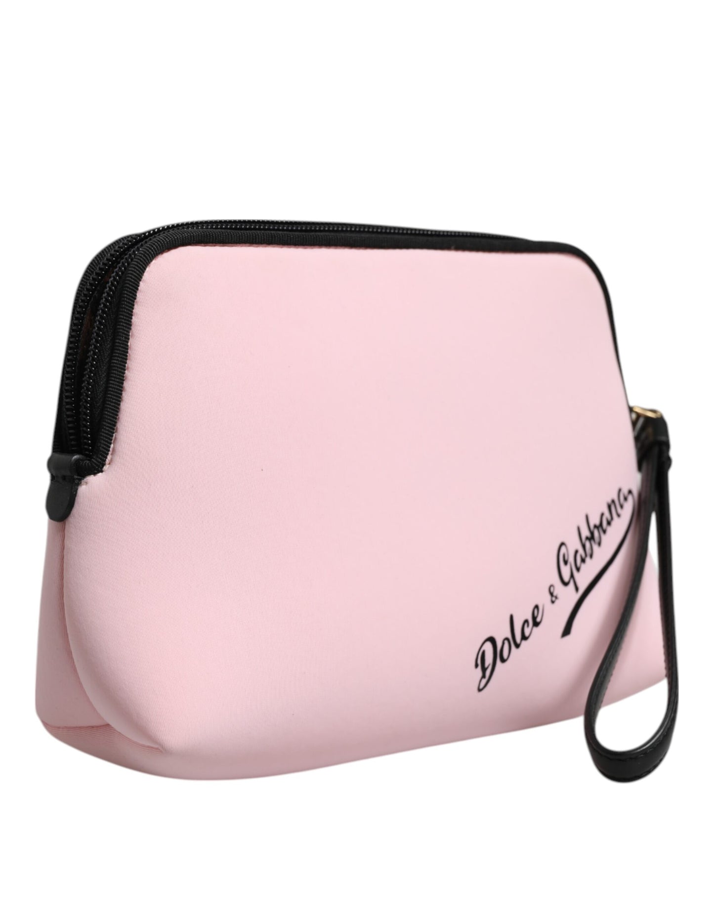 Pochette zippée Dolce & Gabbana en nylon rose uni avec logo DG imprimé