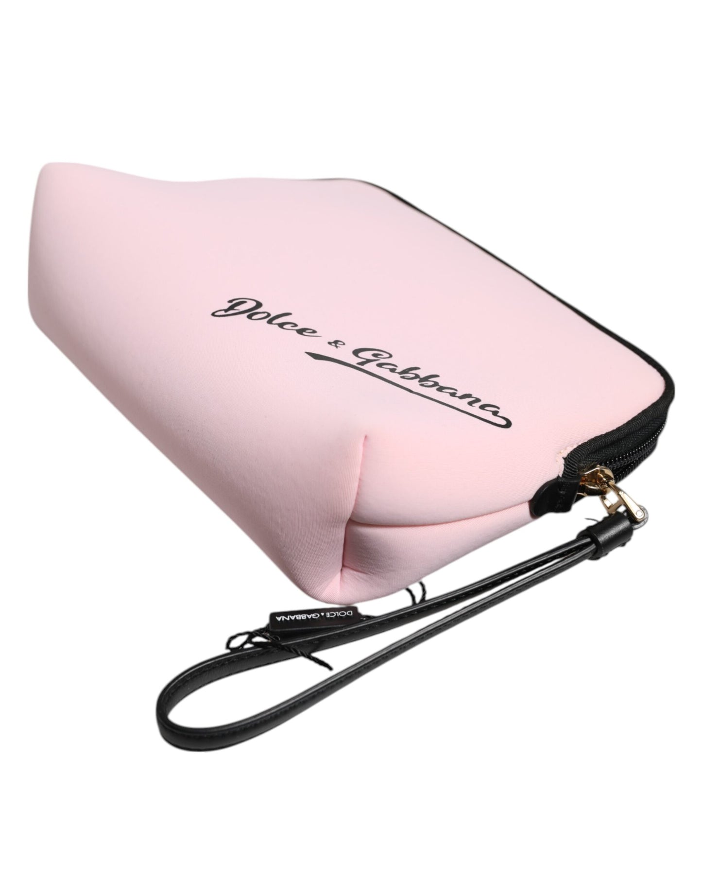 Pochette zippée Dolce & Gabbana en nylon rose uni avec logo DG imprimé