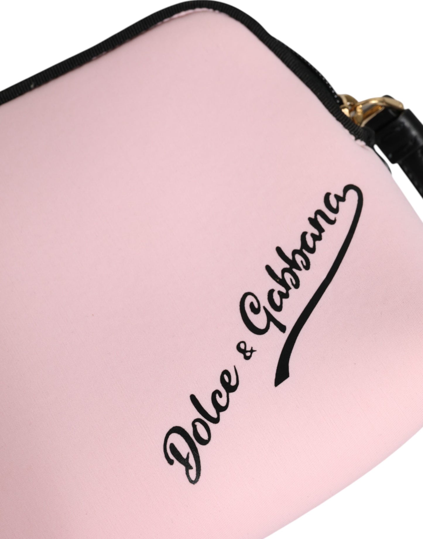 Pochette zippée Dolce & Gabbana en nylon rose uni avec logo DG imprimé