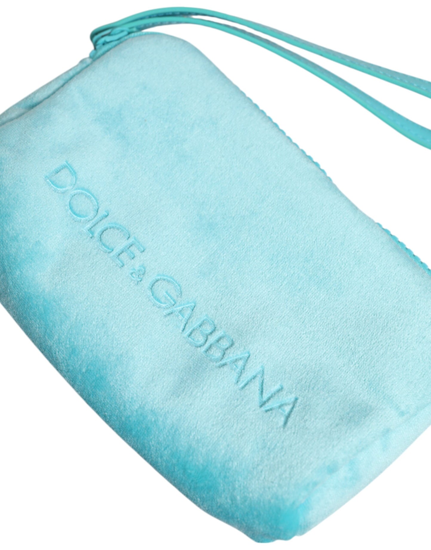 Pochette porte-lunettes de soleil Dolce & Gabbana bleu clair avec logo uni