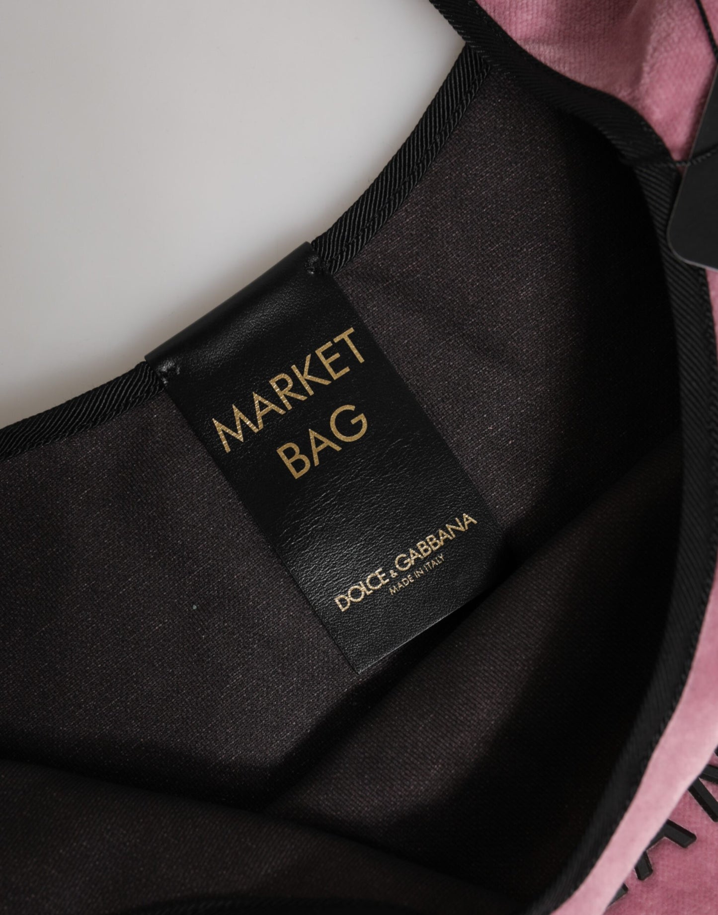 Sacs cabas à bandoulière Dolce & Gabbana en velours de coton rose DG MILANO