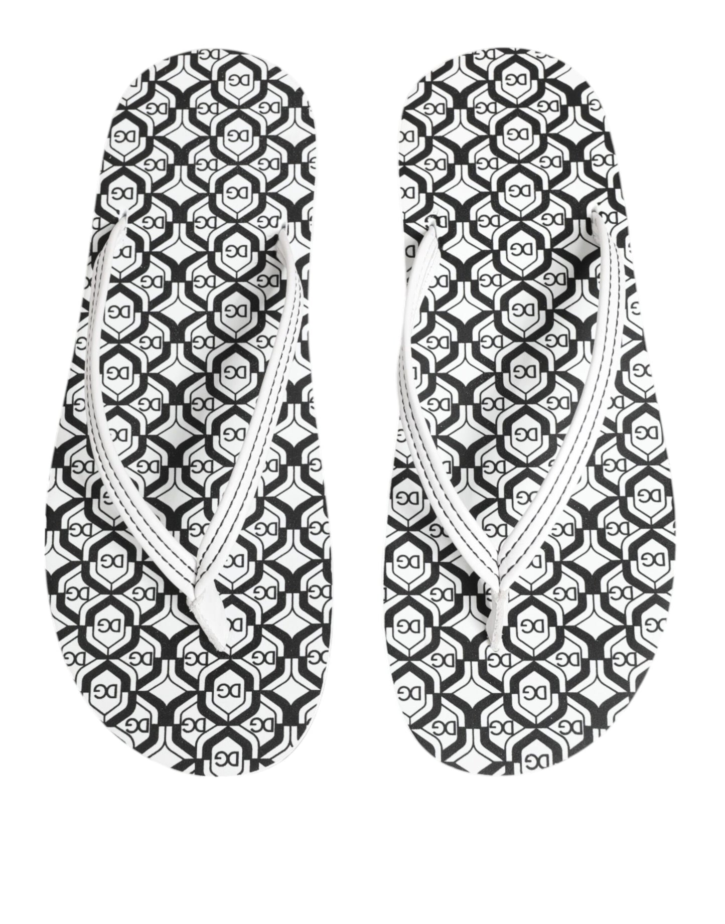 Chaussures plates de plage Dolce & Gabbana à logo noir et blanc