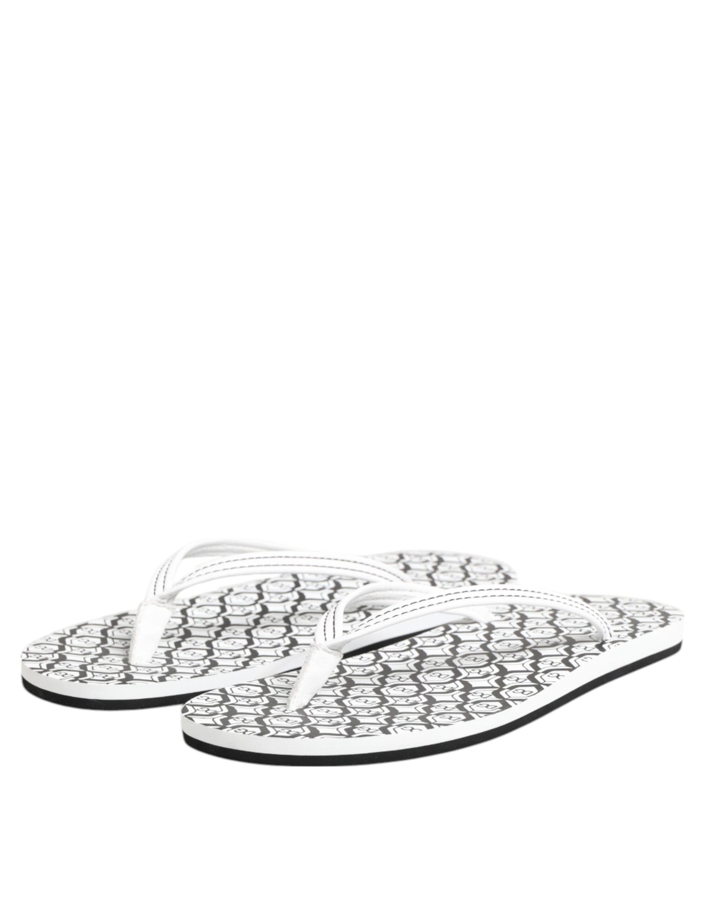 Chaussures plates de plage Dolce & Gabbana à logo noir et blanc