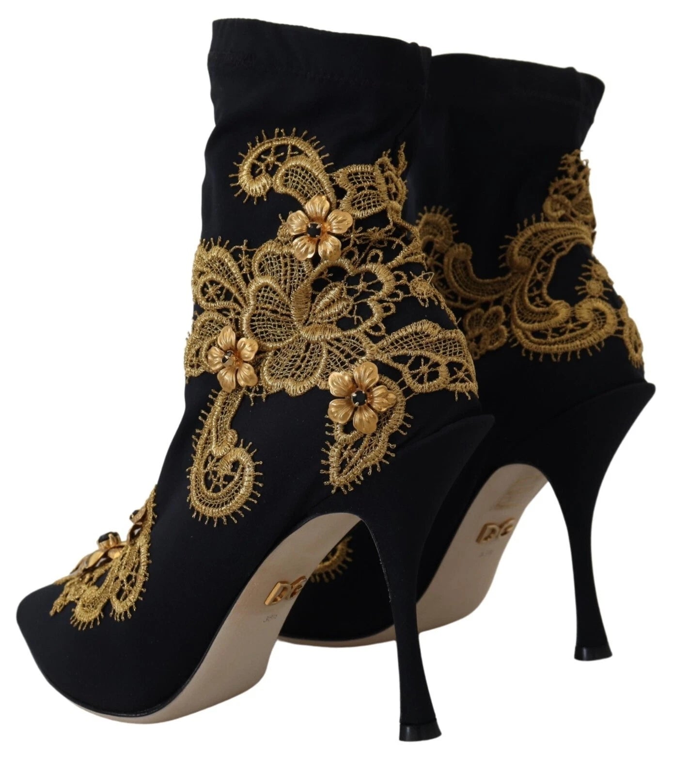 Chaussures Dolce & Gabbana à broderies en or noir et cristaux