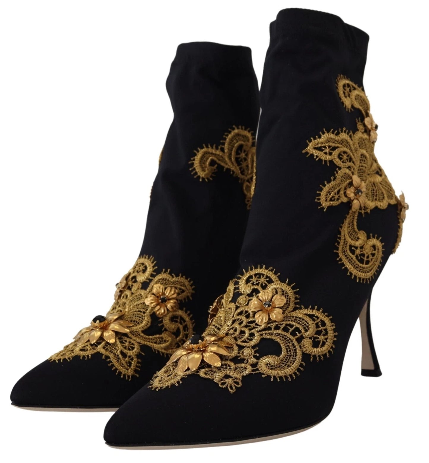 Chaussures Dolce & Gabbana à broderies en or noir et cristaux