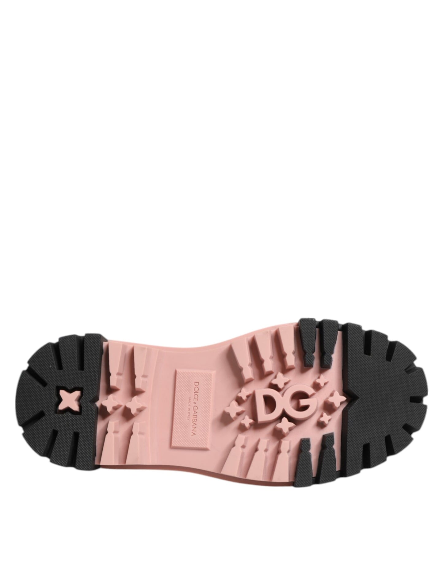 Dolce & Gabbana – Schnürschuhe aus hellem Puderrosa und schwarzem Leder