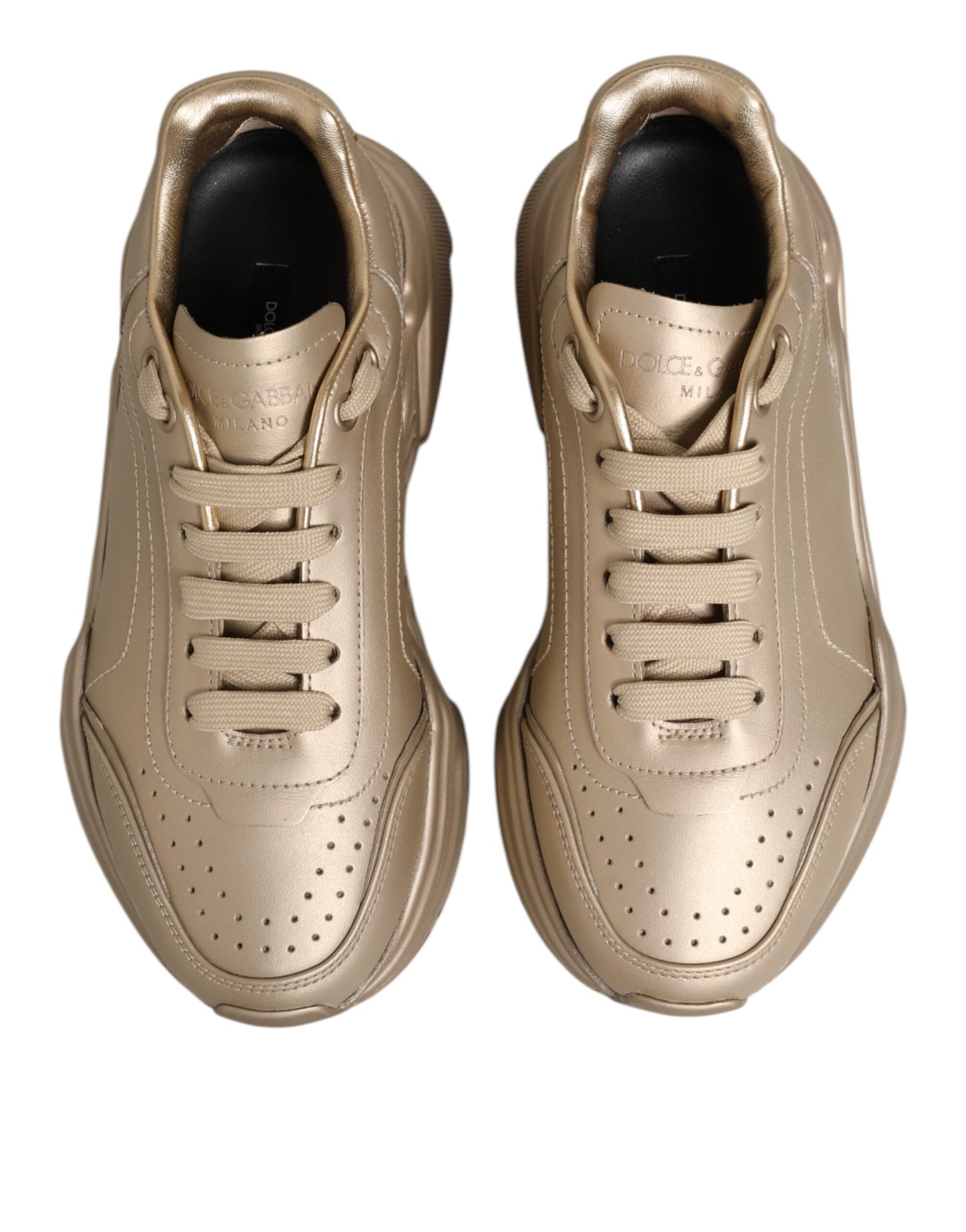 Baskets Daymaster en cuir doré Dolce & Gabbana pour femme