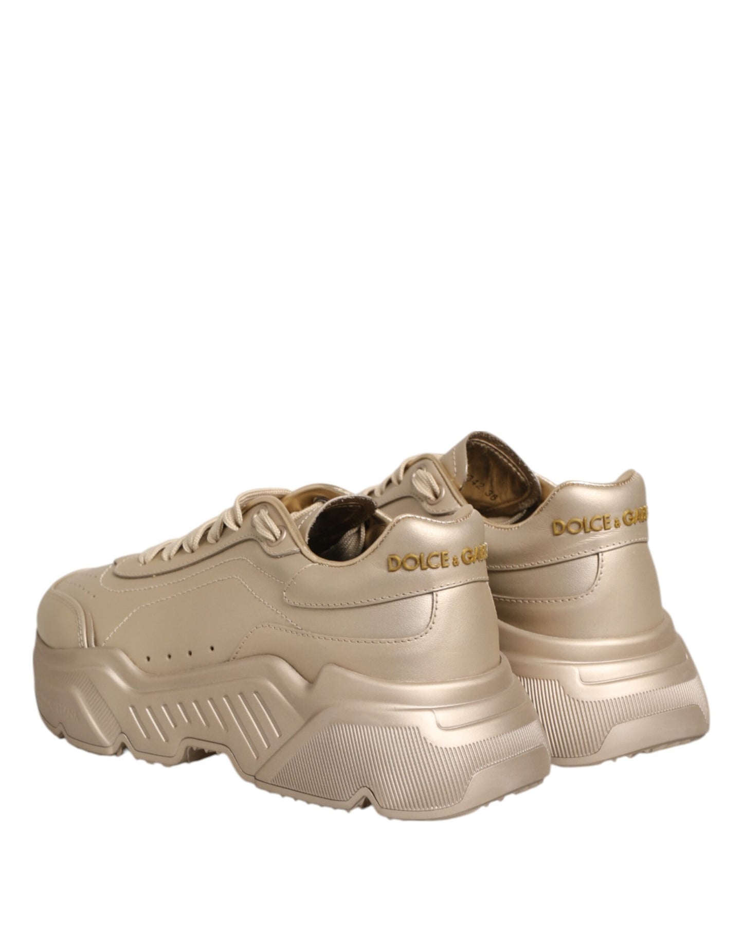 Baskets Daymaster en cuir doré Dolce & Gabbana pour femme