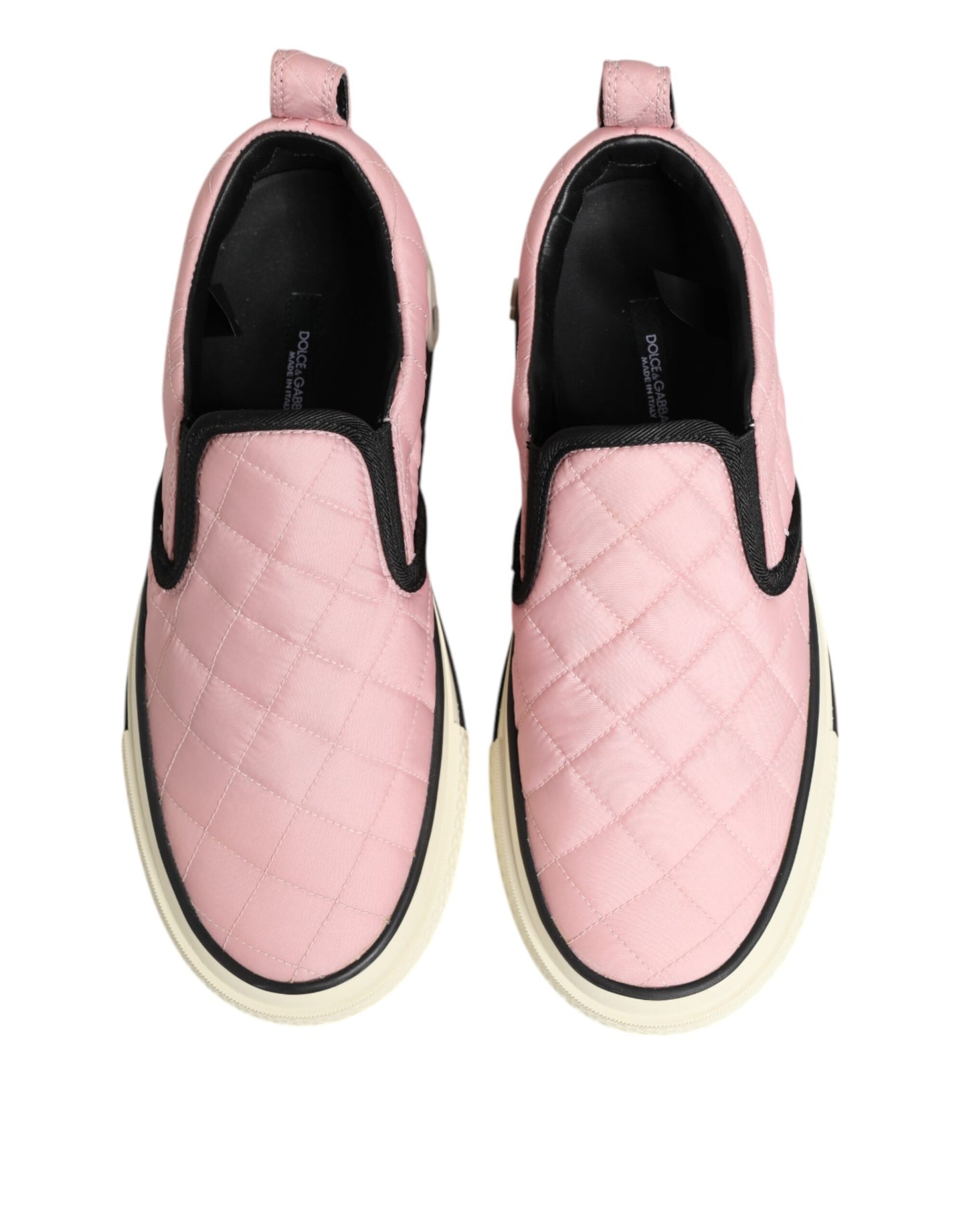 Baskets à enfiler en nylon matelassé rose Dolce & Gabbana