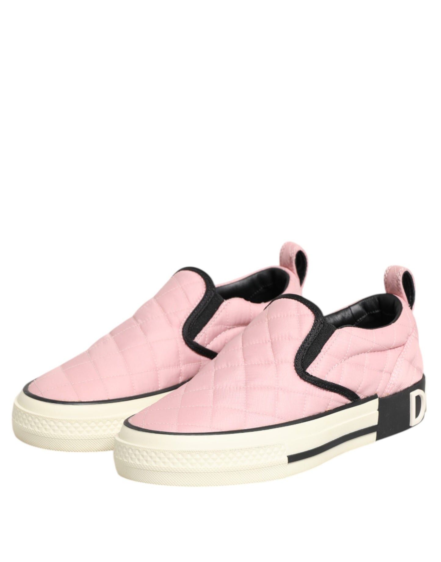 Baskets à enfiler en nylon matelassé rose Dolce & Gabbana