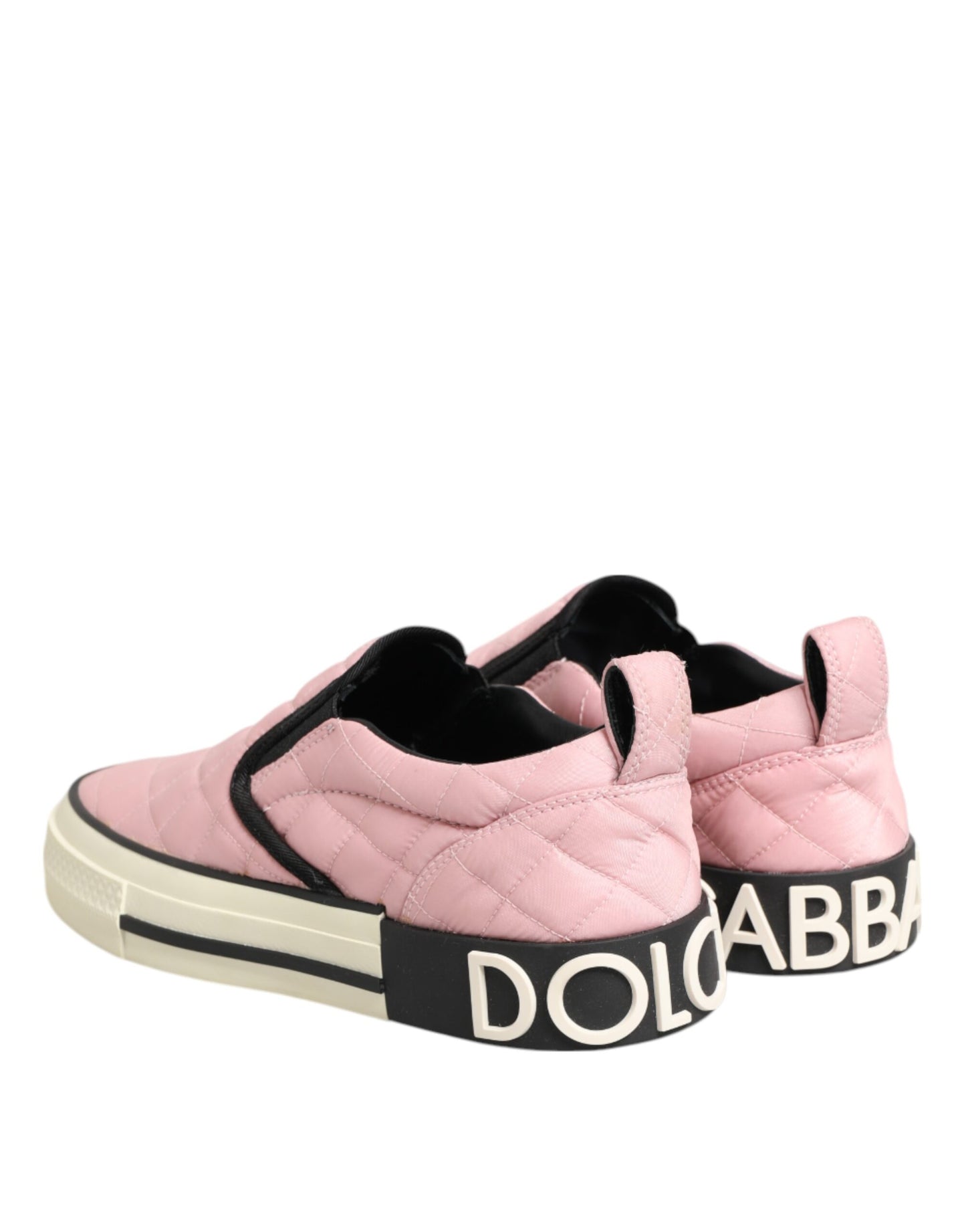 Baskets à enfiler en nylon matelassé rose Dolce & Gabbana