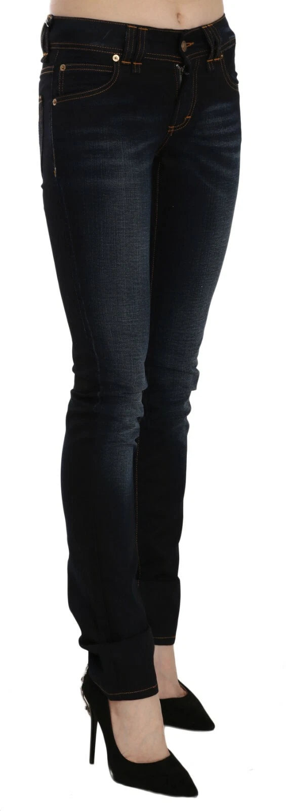 Jean slim taille moyenne bleu foncé John Galliano en denim décontracté