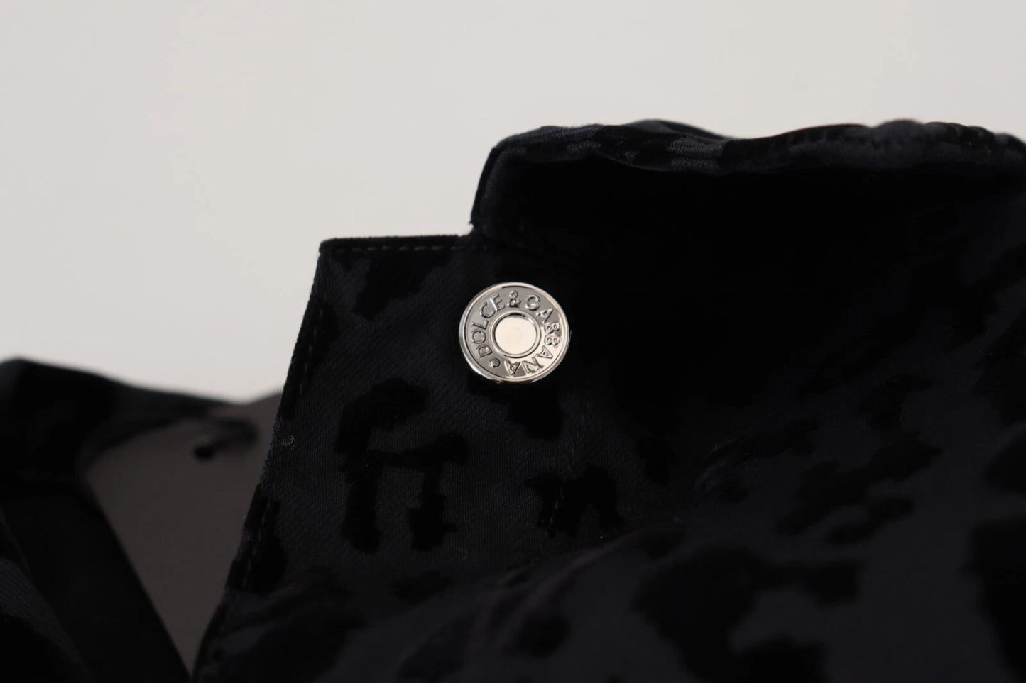 Veste en jean à manches longues en coton noir léopard Dolce & Gabbana