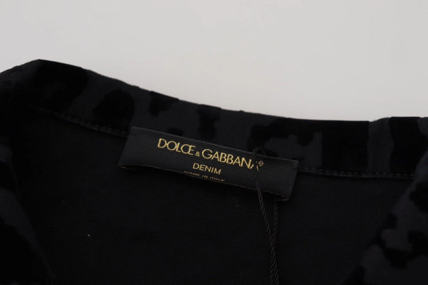 Veste en jean à manches longues en coton noir léopard Dolce & Gabbana