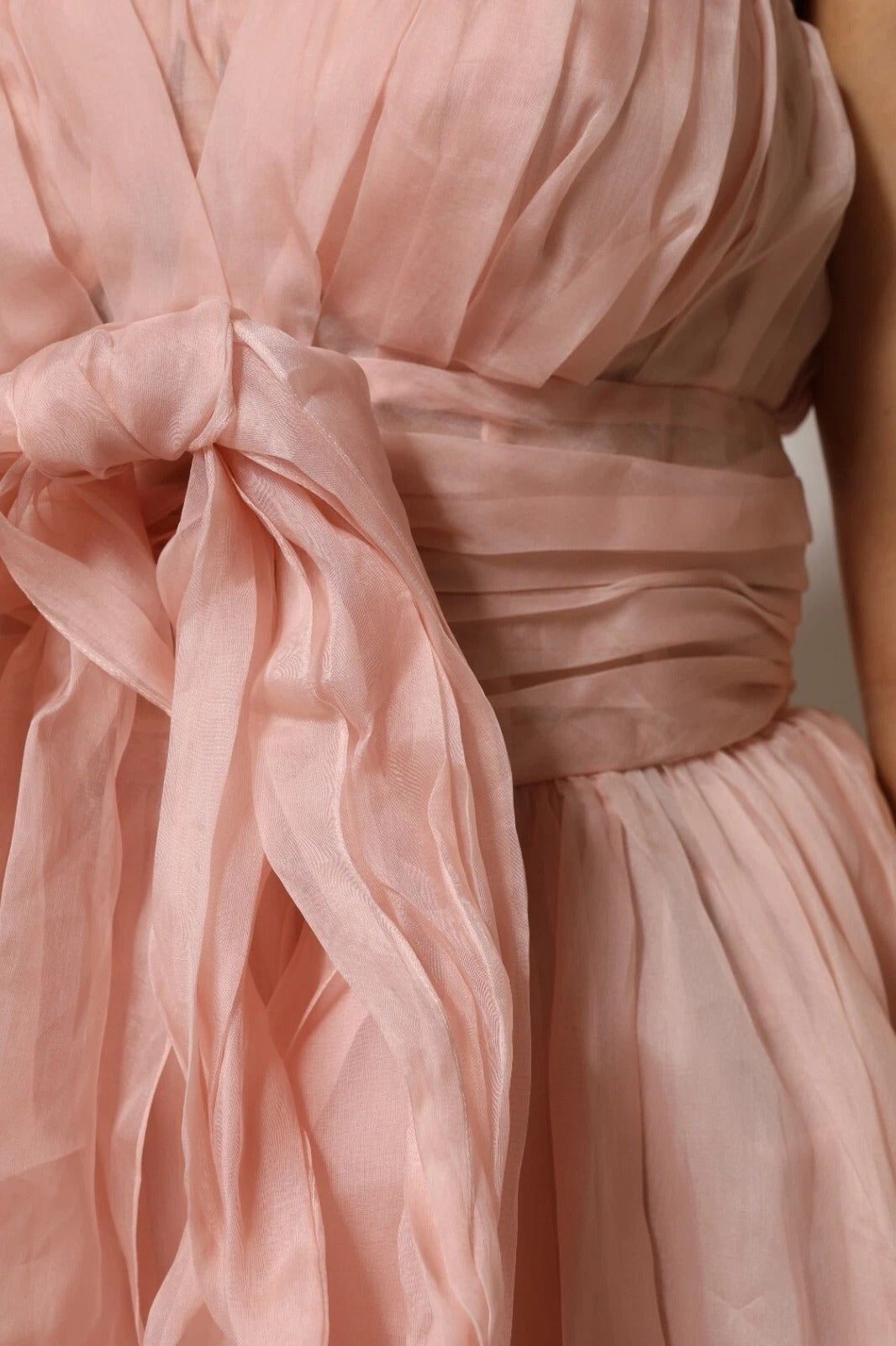 Robe midi plissée trapèze en mousseline de soie rose Dolce & Gabbana
