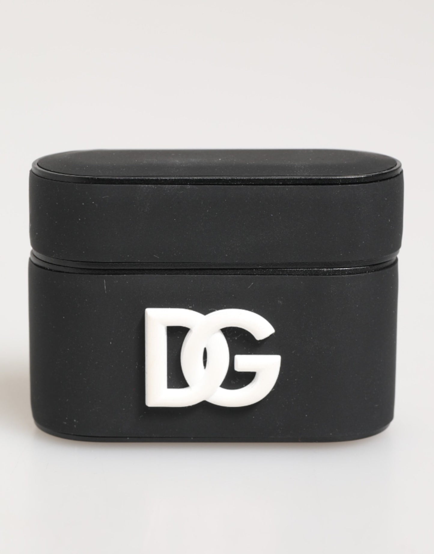 Étui pour Airpods Dolce & Gabbana en caoutchouc noir et blanc avec logo en relief