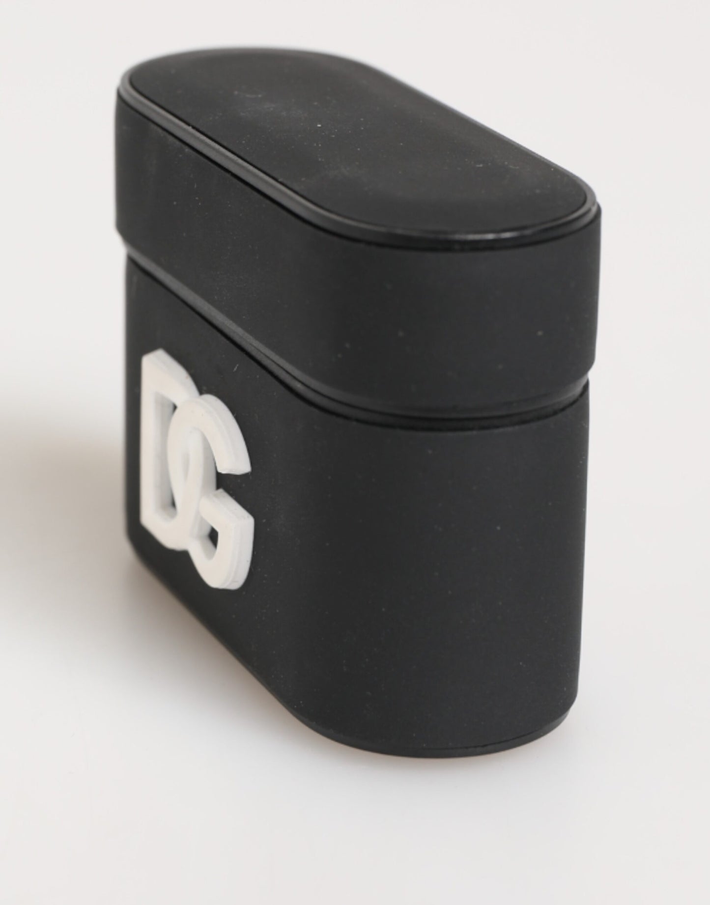 Étui pour Airpods Dolce & Gabbana en caoutchouc noir et blanc avec logo en relief