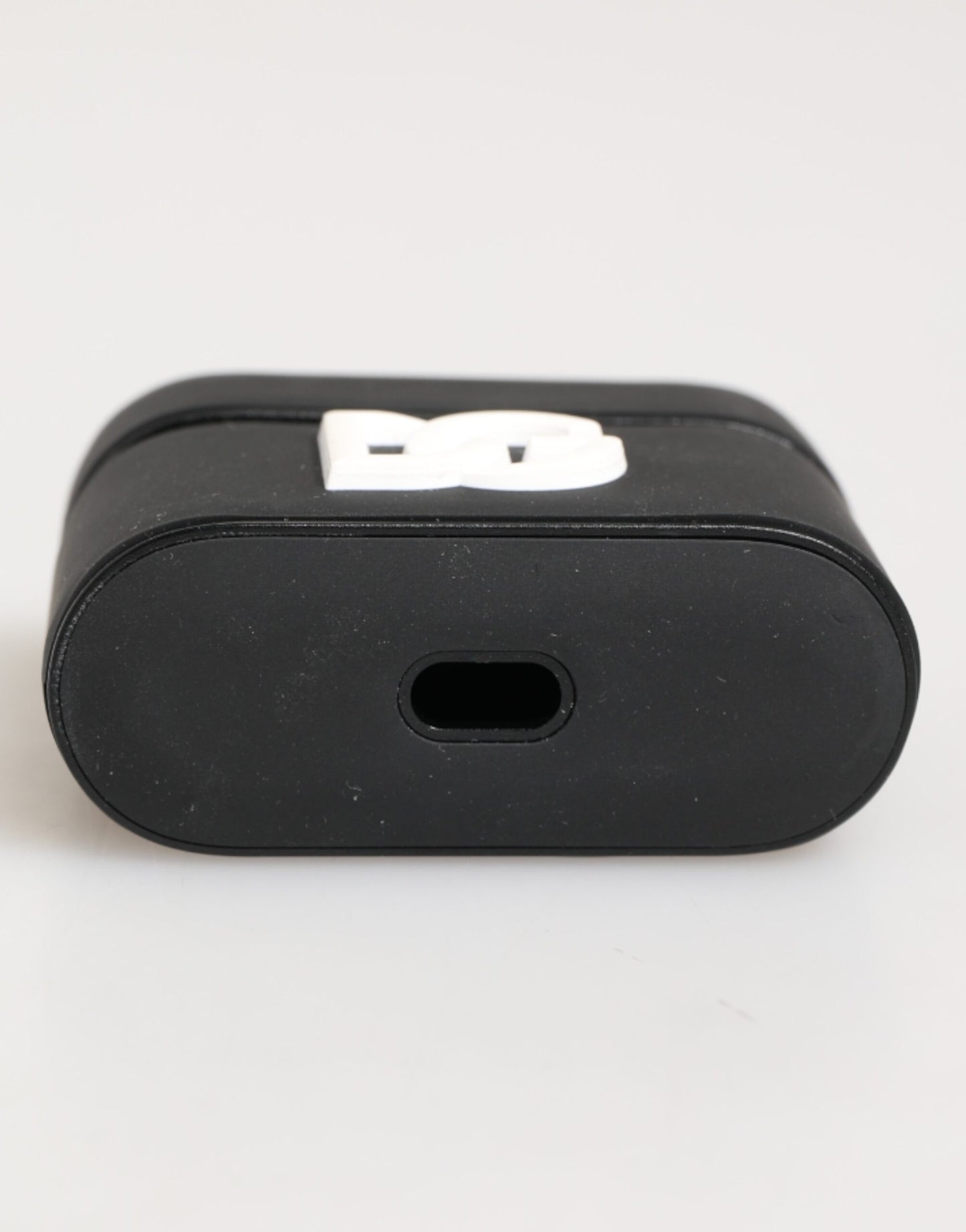 Étui pour Airpods Dolce & Gabbana en caoutchouc noir et blanc avec logo en relief