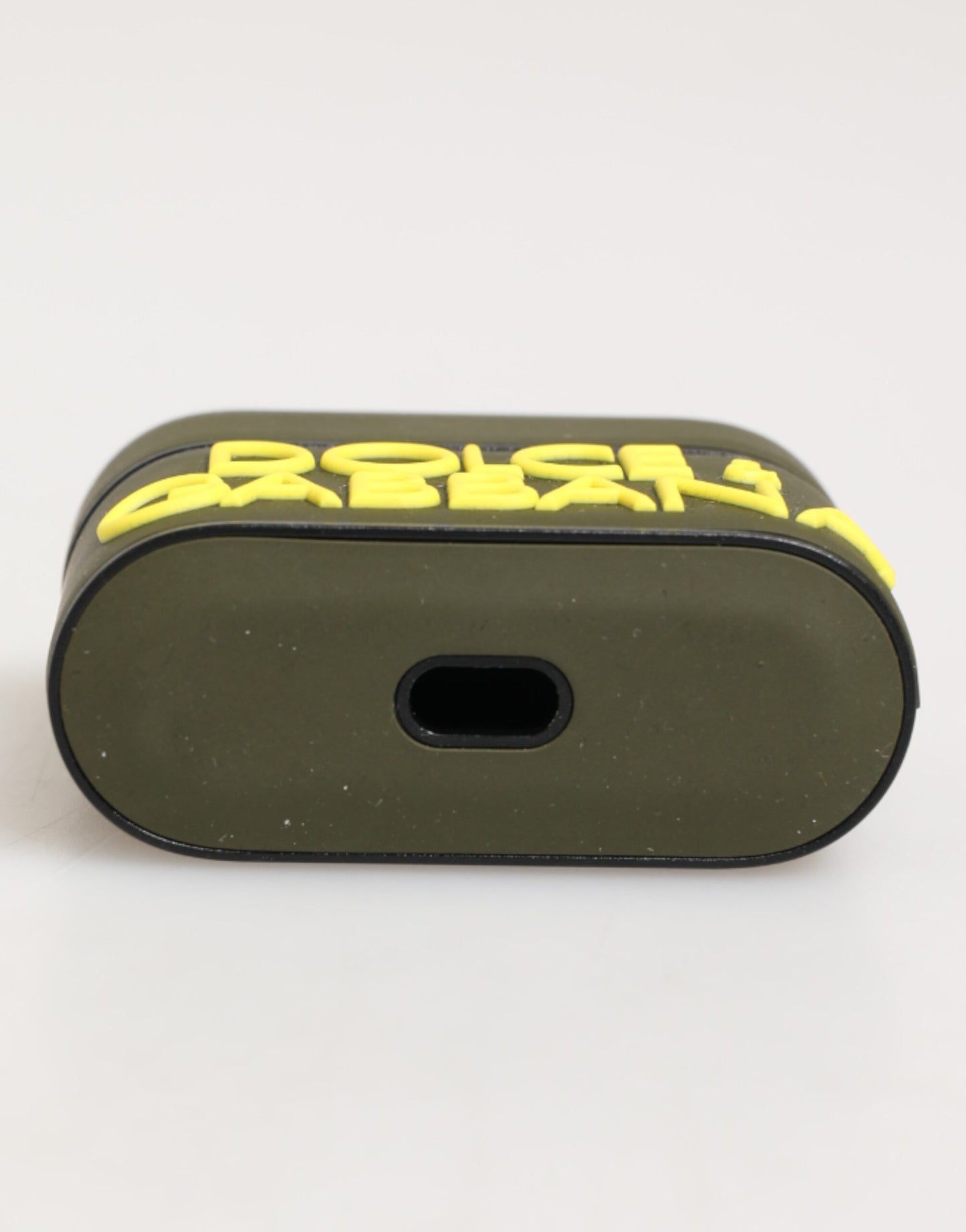 Étui pour Airpods Dolce & Gabbana en caoutchouc vert armée avec logo en relief