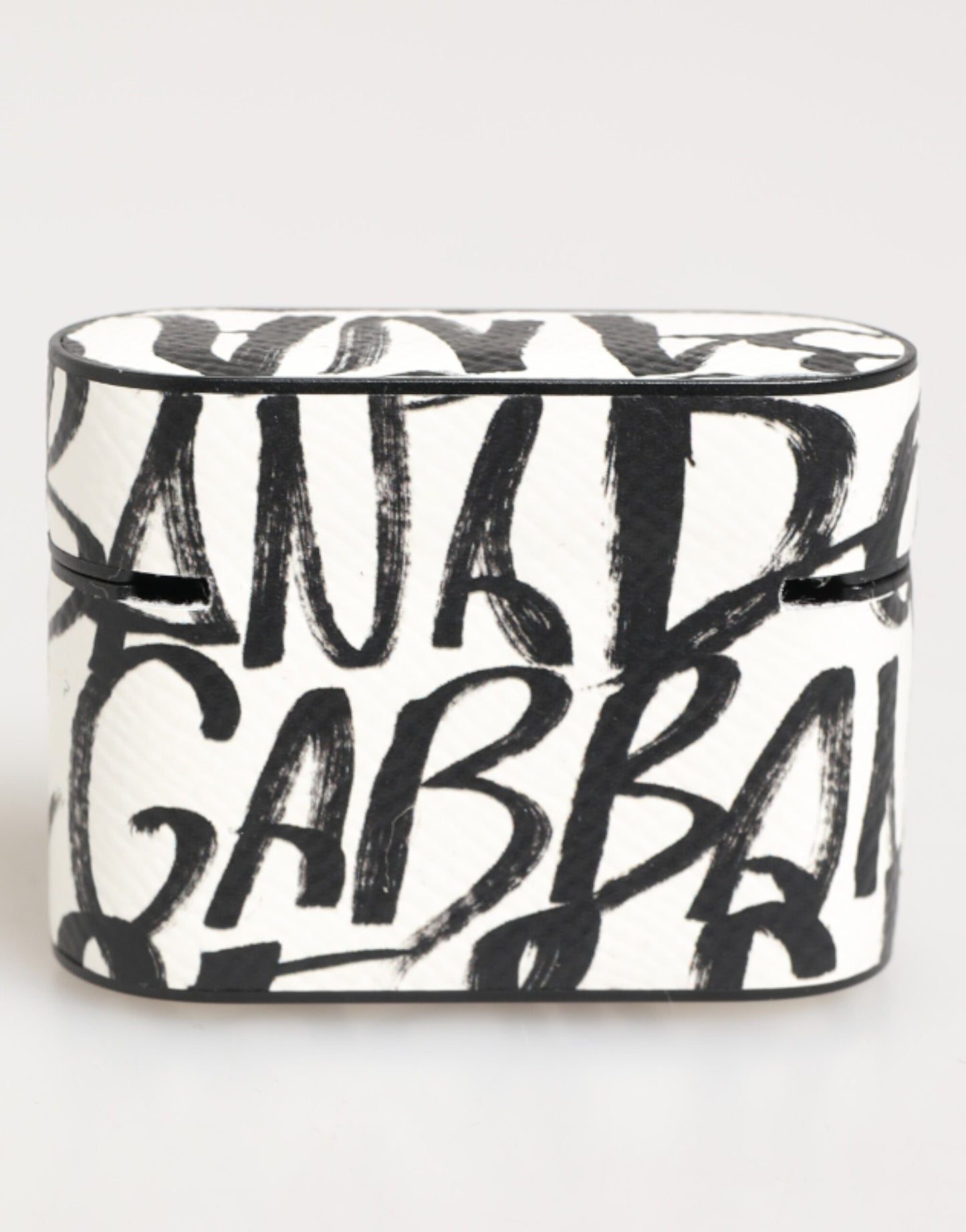 Étui pour Airpods Dolce & Gabbana en cuir noir et blanc avec logo monogramme