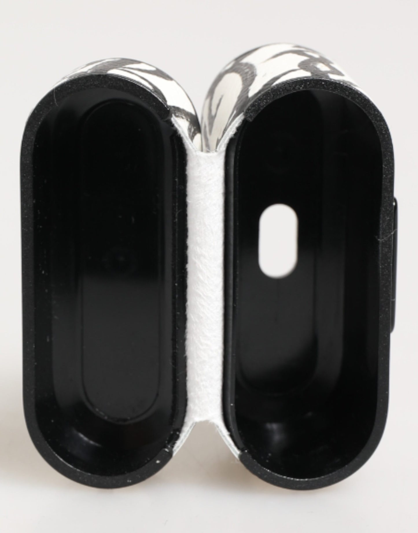 Étui pour Airpods Dolce & Gabbana en cuir noir et blanc avec logo monogramme