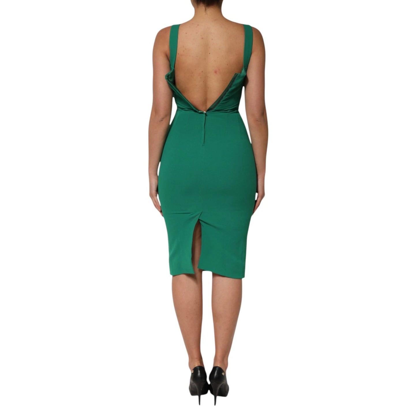 Robe moulante sans manches en rayonne vert foncé Dolce & Gabbana
