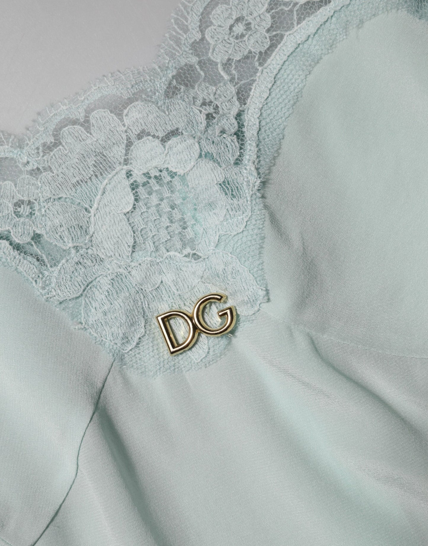 Robe moulante mi-longue en dentelle de soie bleu clair Dolce & Gabbana