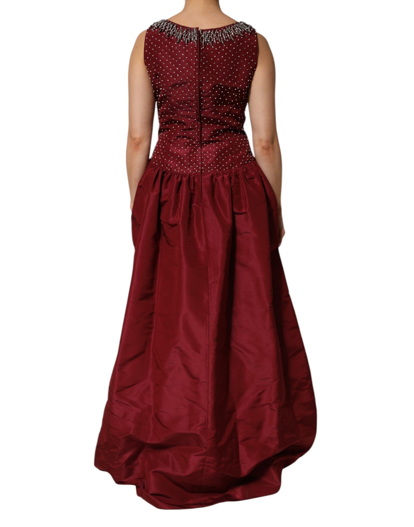 Robe de soirée en soie bordeaux à perles Dolce & Gabbana