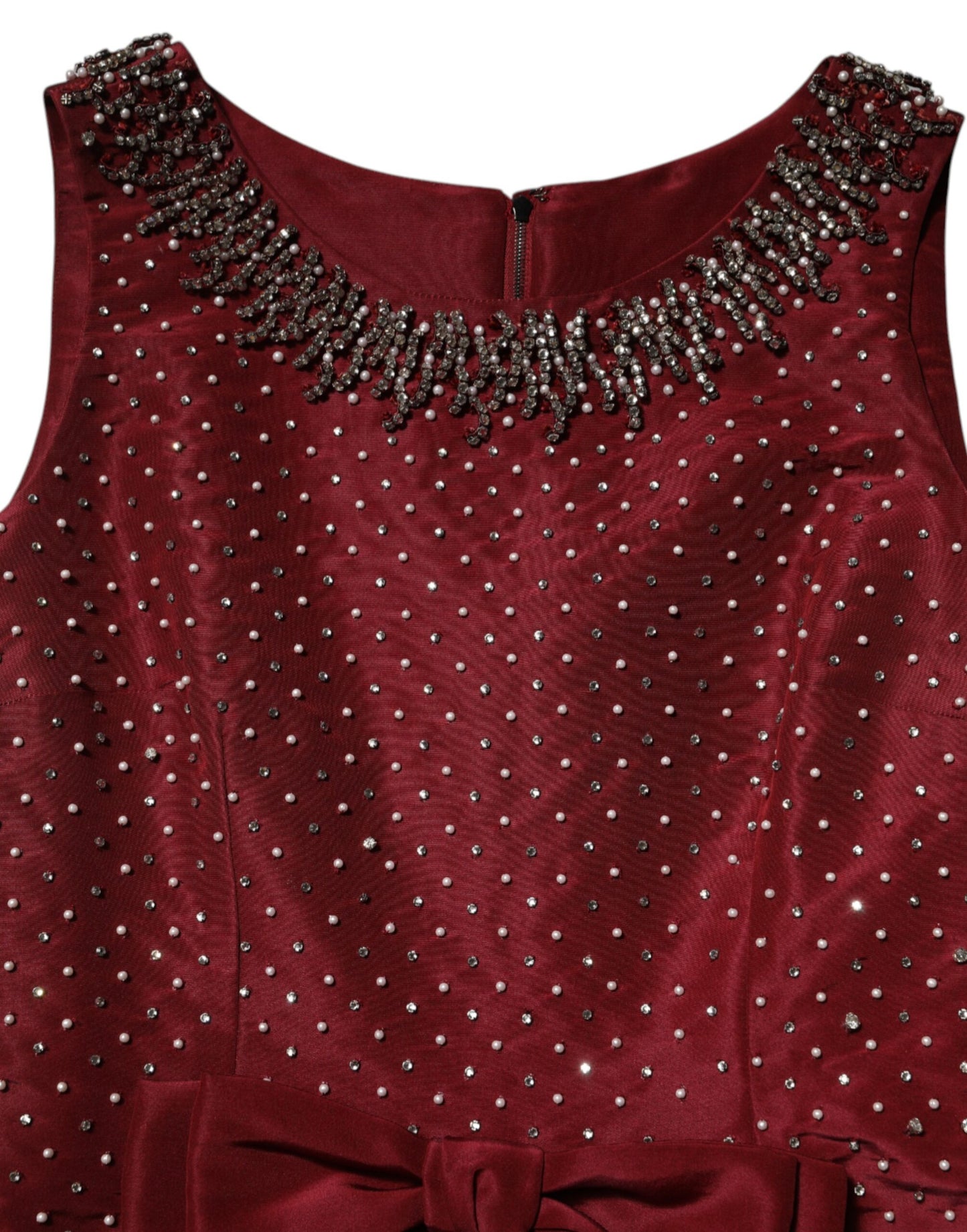 Robe de soirée en soie bordeaux à perles Dolce & Gabbana