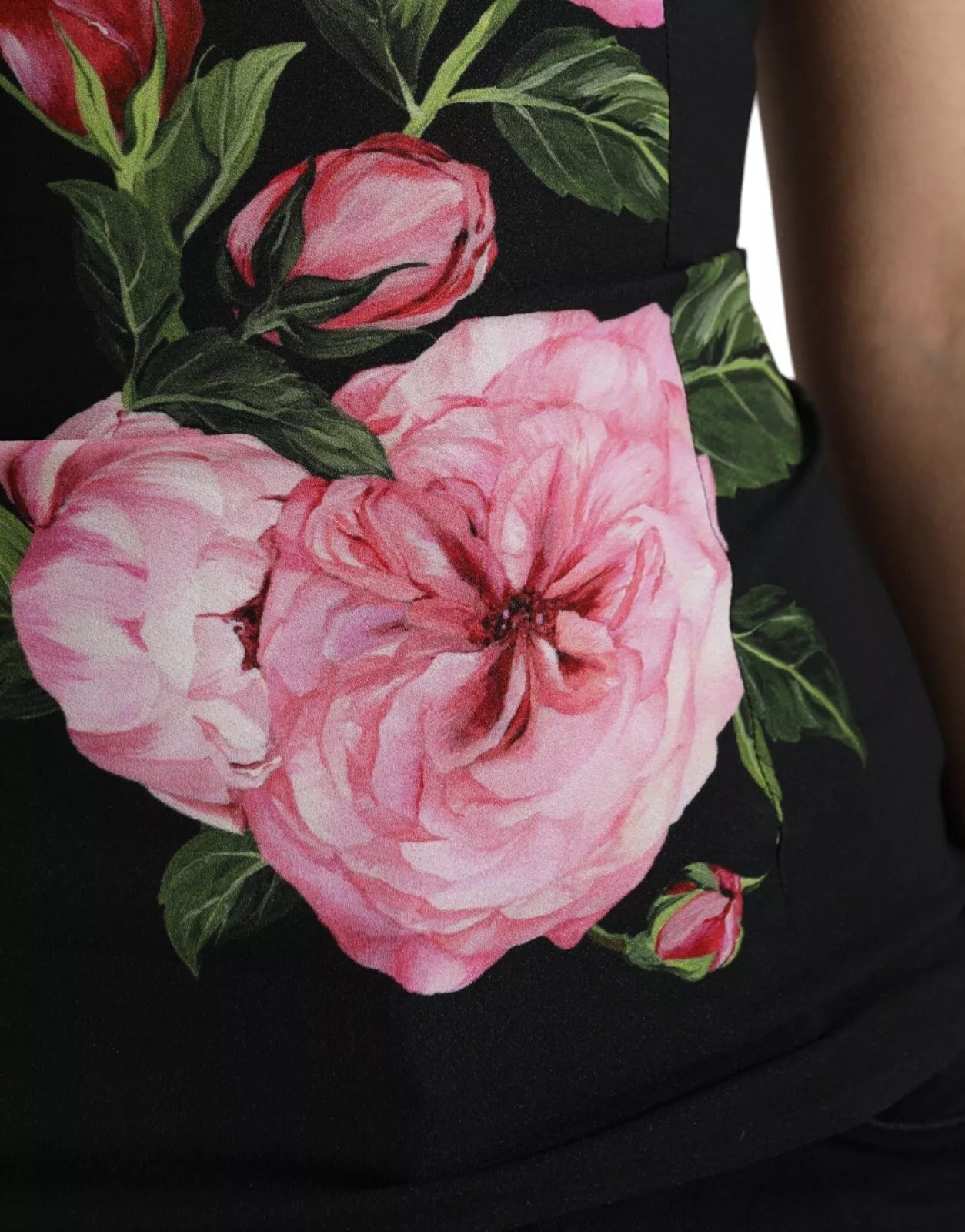 Dolce & Gabbana – Schwarzes Tanktop aus Viskose mit Blumenmuster und Rundhalsausschnitt
