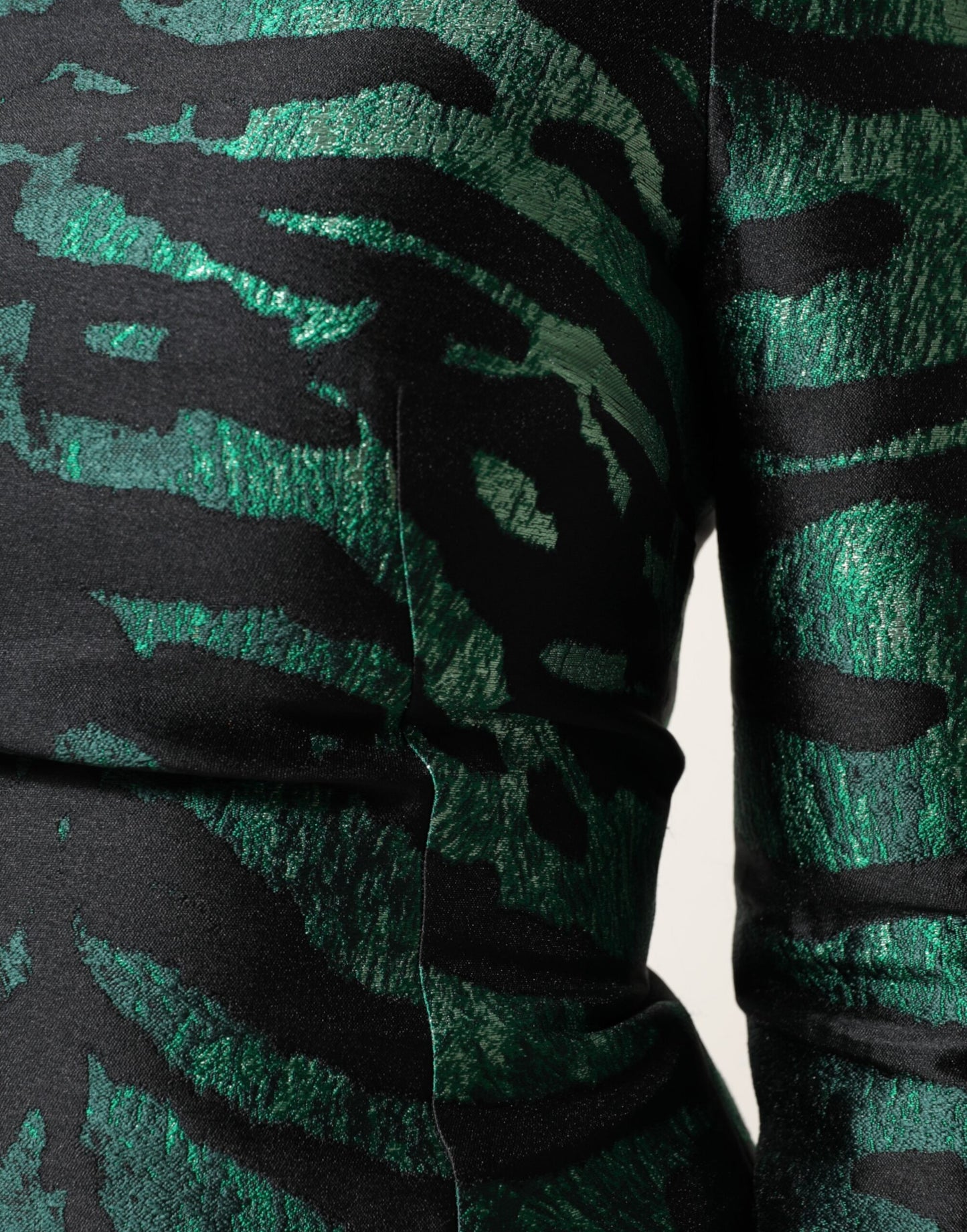 Robe longue mini en jacquard métallisé noir et vert Dolce & Gabbana
