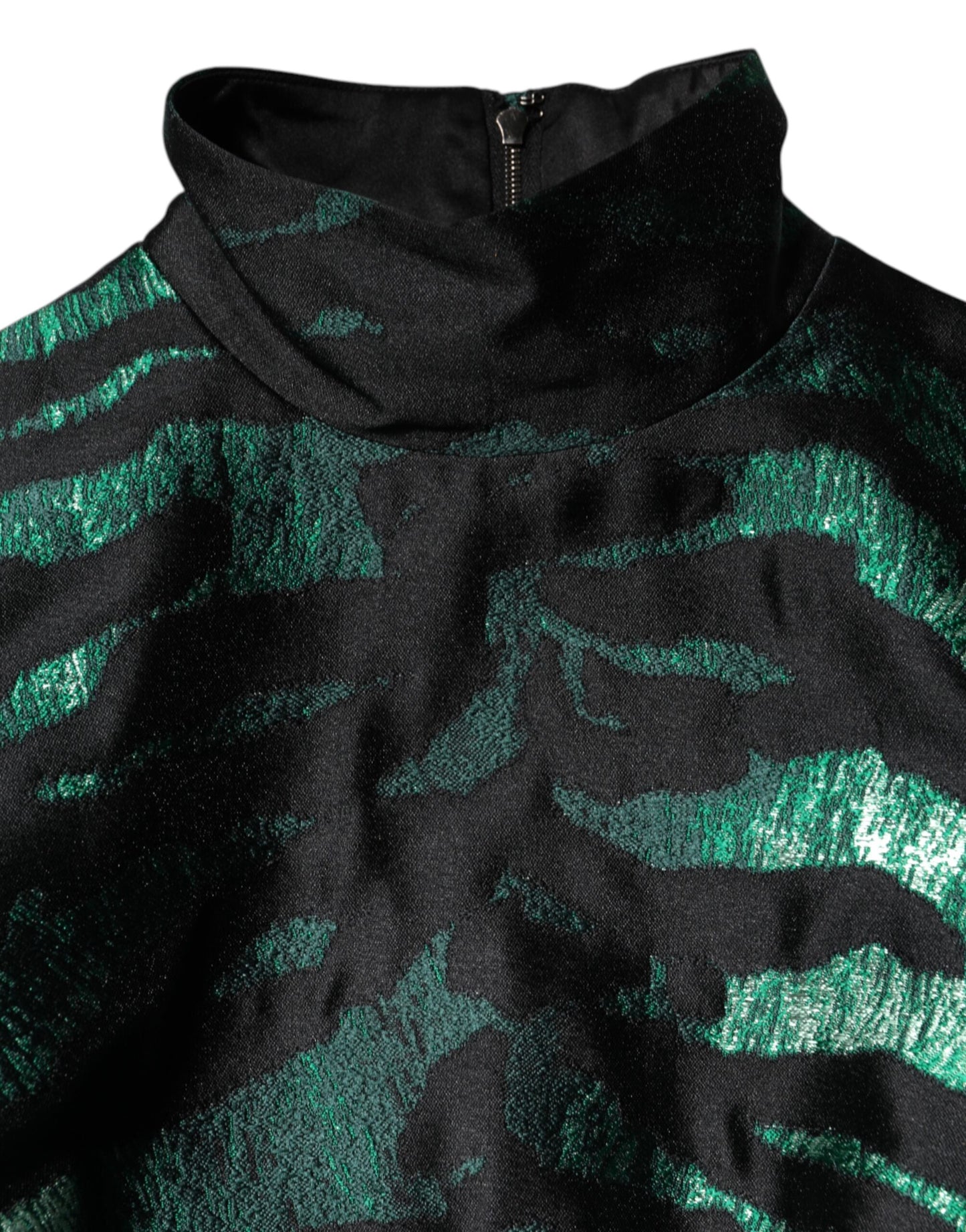 Robe longue mini en jacquard métallisé noir et vert Dolce & Gabbana