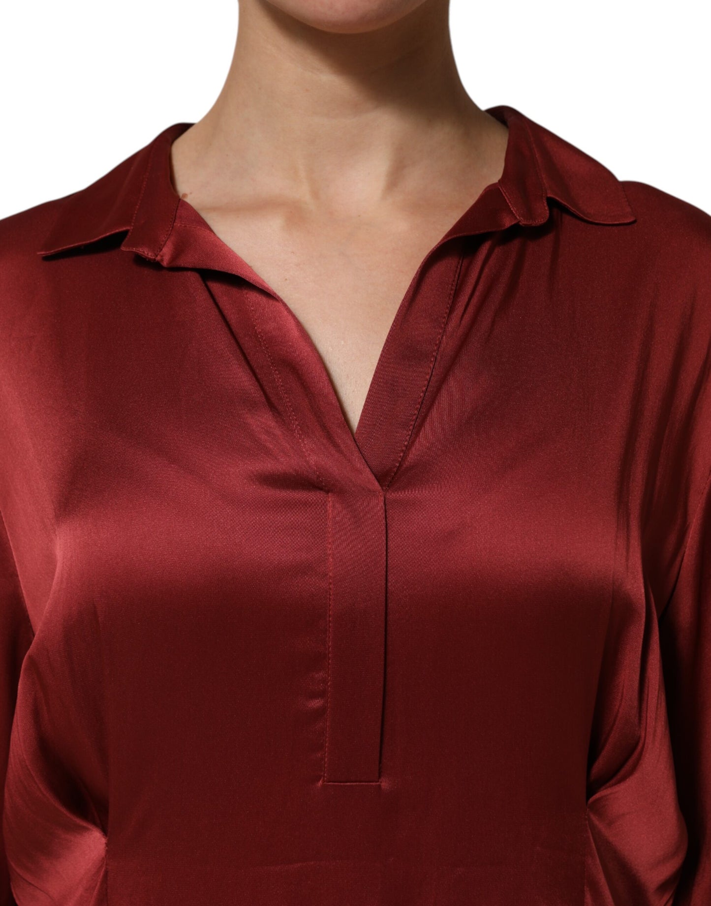 Fabiana Filippi Burgunderrotes langes Kleid aus Acetat-Viskose-Satin