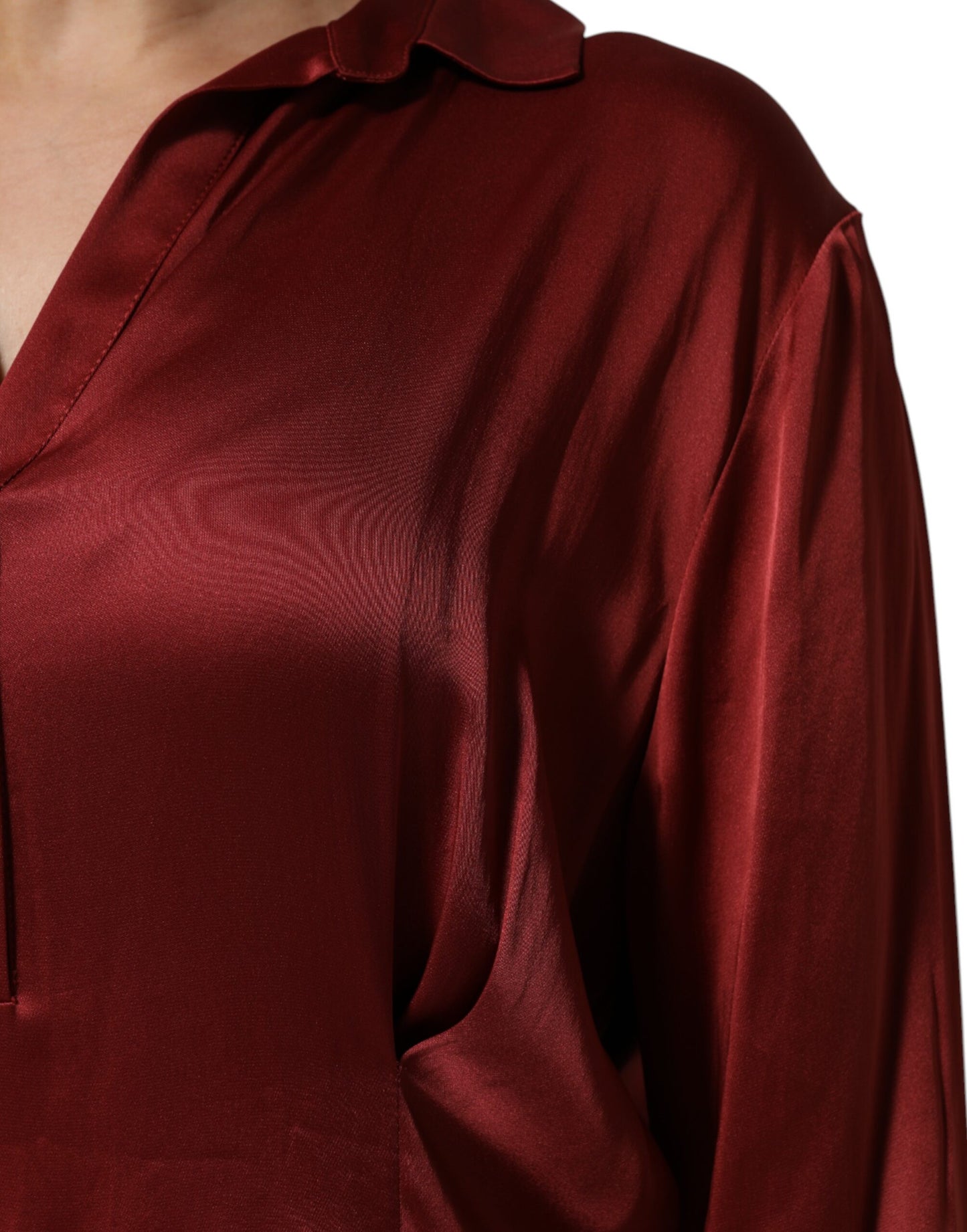 Fabiana Filippi Burgunderrotes langes Kleid aus Acetat-Viskose-Satin